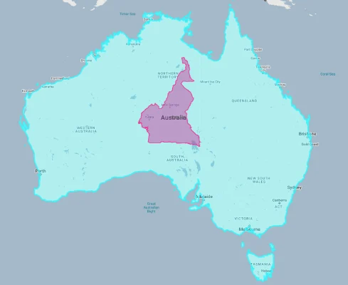 Cameroon overlaid on australia