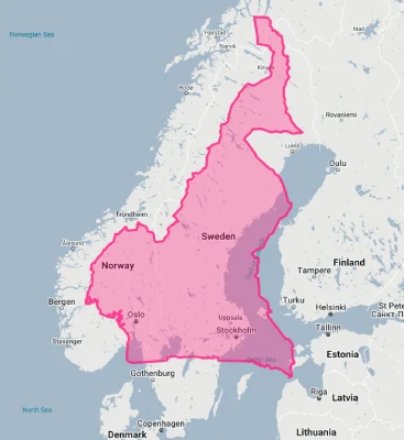 Cameroon overlaid on sweden europe