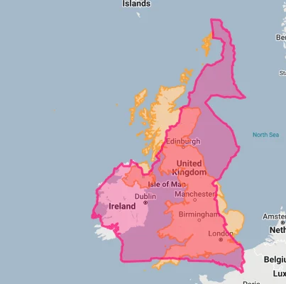Cameroon overlaid on uk
