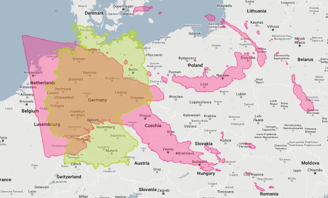 Papua New Guinea overlaid on germany