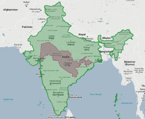 Uzbekistan overlaid on india