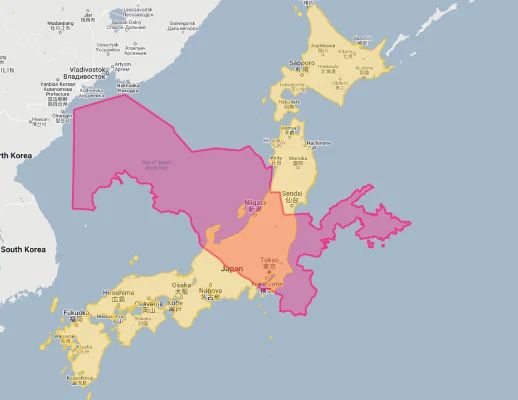 Uzbekistan overlaid on japan