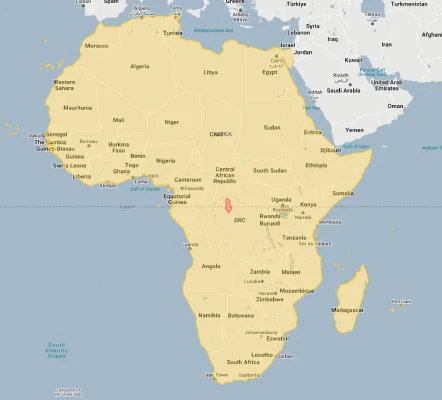 albania overlaid on africa