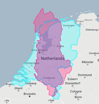 albania overlaid on netherlands