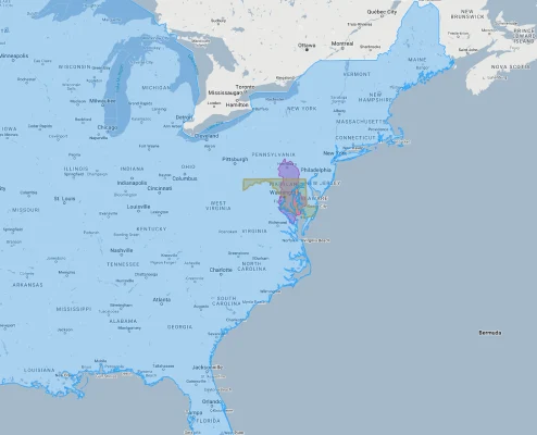 albania overlaid on new jersey usa