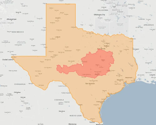 austria overlaid on texas