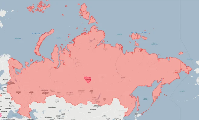 bosnia and herzegovina overlaid on russia