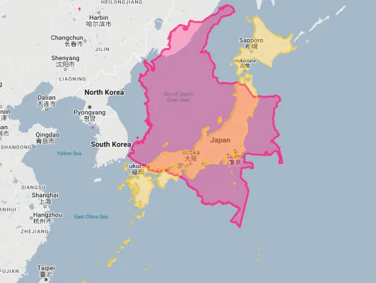 colombia vs japan size