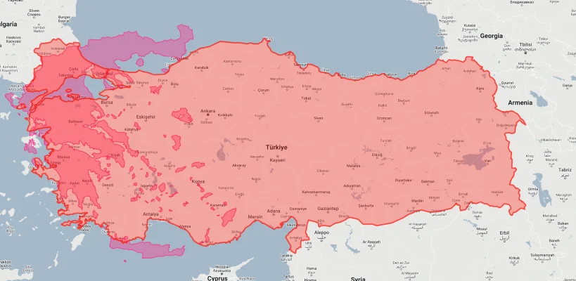 greece overlaid on turkey