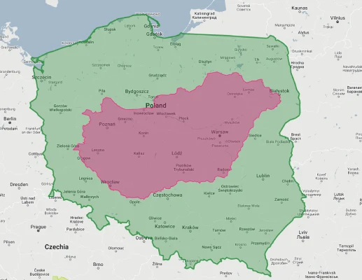 hungary overlaid on poland