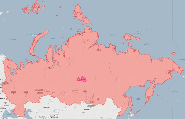latvia overlaid on russia