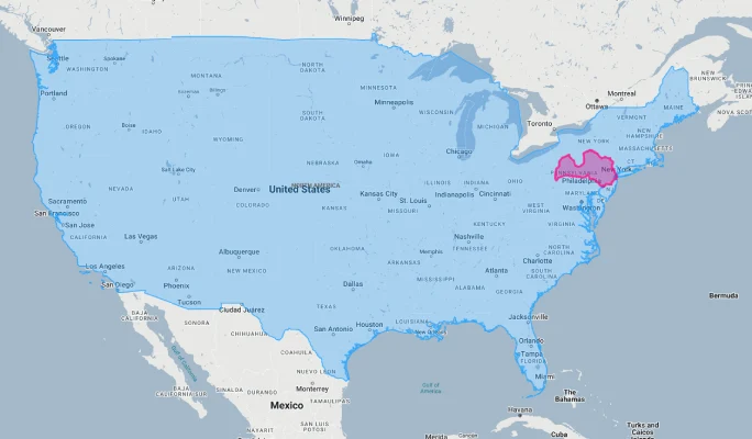 latvia overlaid on usa