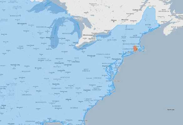 luxembourg overlaid on usa