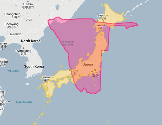 namibia vs japan size