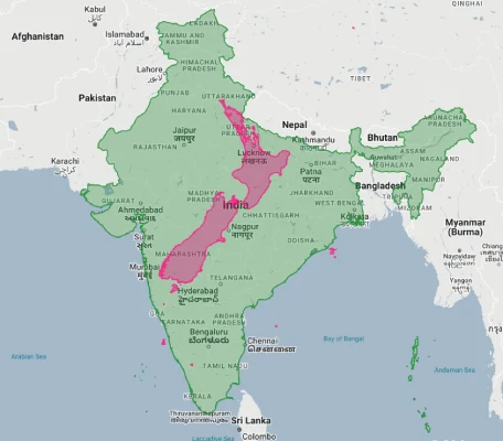 new zealand overlaid on india