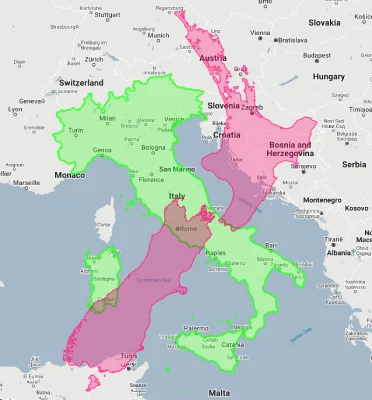 new zealand overlaid on italy