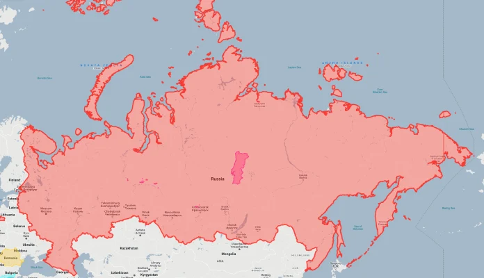 portugal overlaid on russia