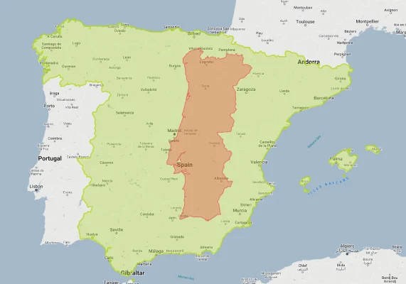portugal overlaid on spain