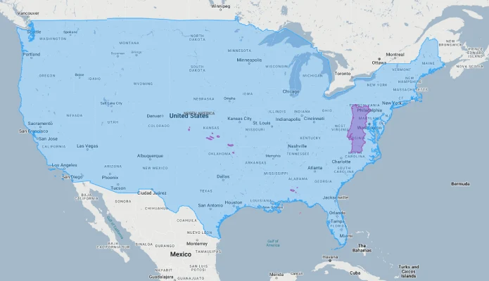 portugal overlaid on usa