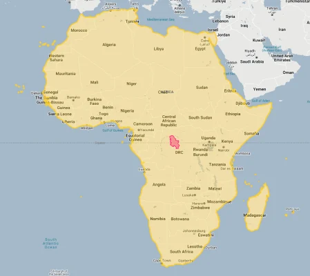 serbia overlaid on africa