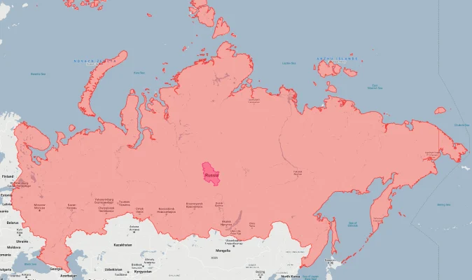 serbia overlaid on russia