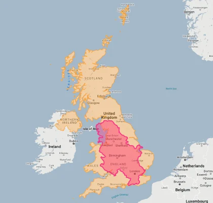 serbia overlaid on uk