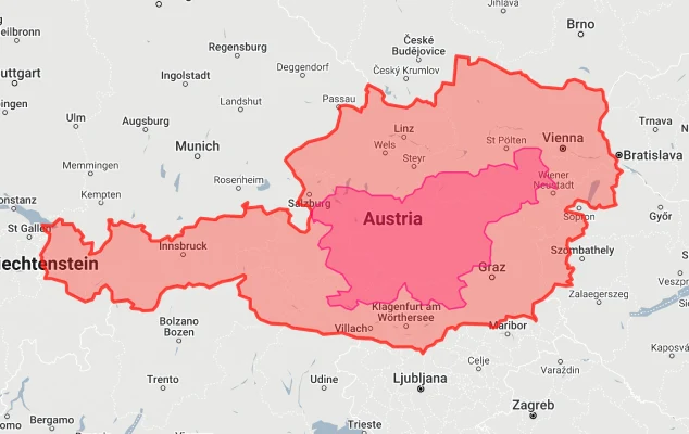 slovenia overlaid on austria