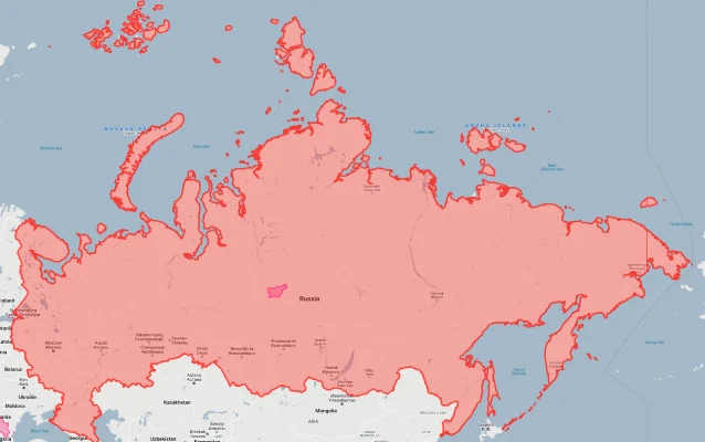 slovenia overlaid on russia