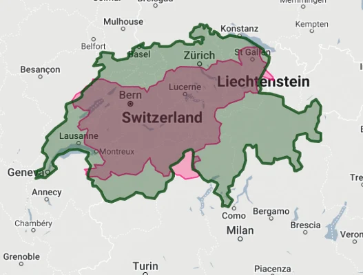 slovenia overlaid on switzerland
