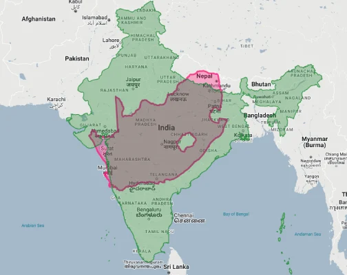 south africa vs india size