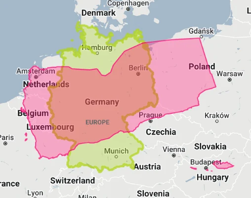yemen overlaid on germany